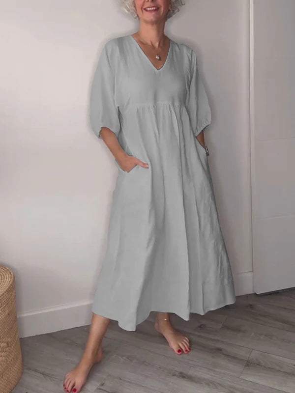 LD | Relaxed elegance V-hals maxi jurk