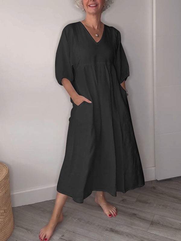 LD | Relaxed elegance V-hals maxi jurk