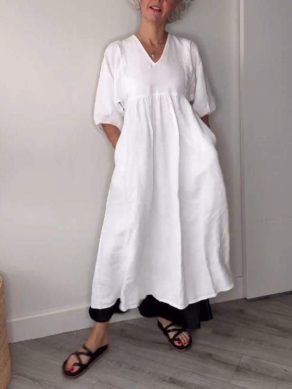 LD | Relaxed elegance V-hals maxi jurk