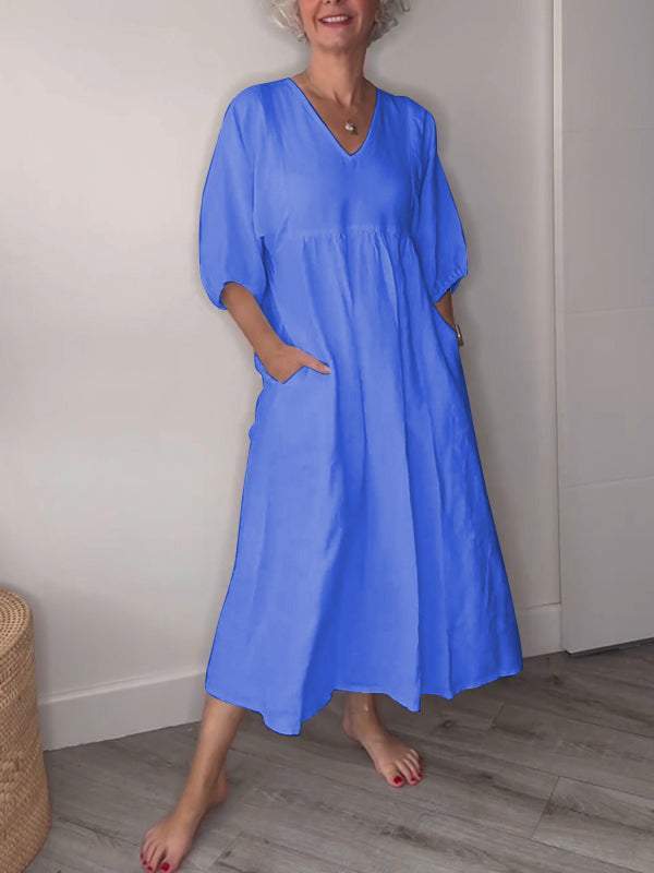 LD | Relaxed elegance V-hals maxi jurk