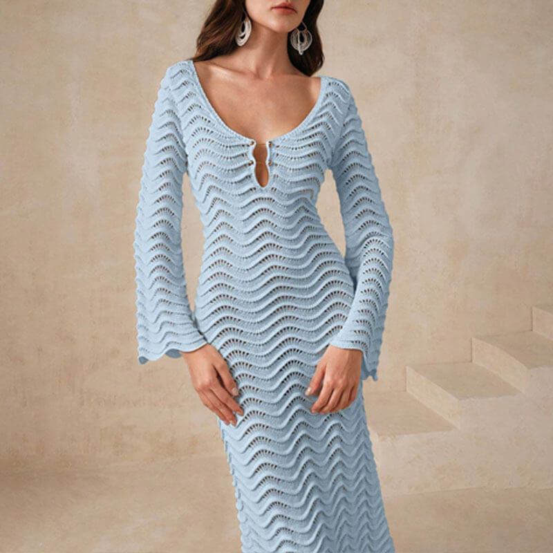 LD | elegante gehaakte midi-jurk voor vrouwen