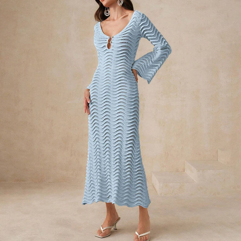 LD | elegante gehaakte midi-jurk voor vrouwen