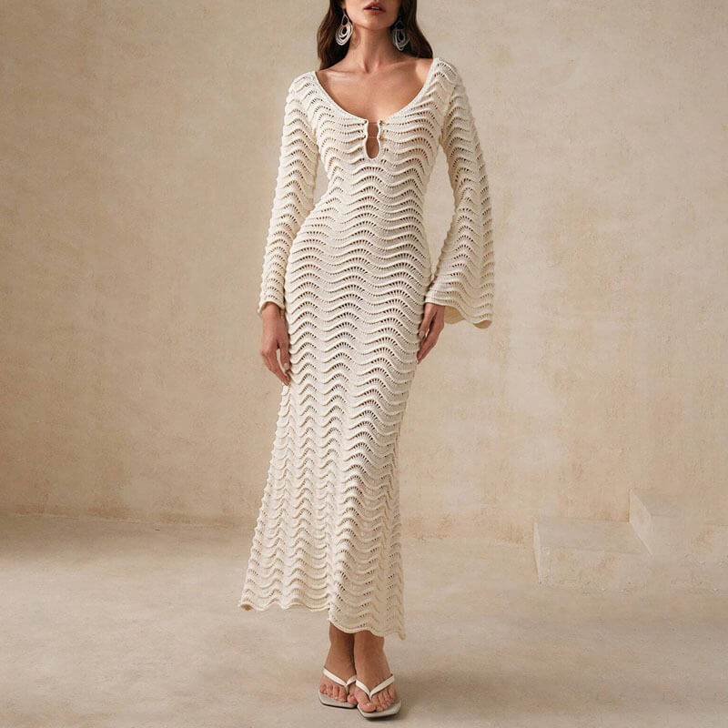 LD | elegante gehaakte midi-jurk voor vrouwen