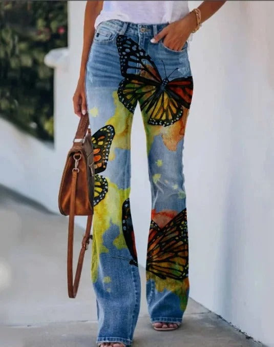 LD | Bedrukte broek met hoge taille