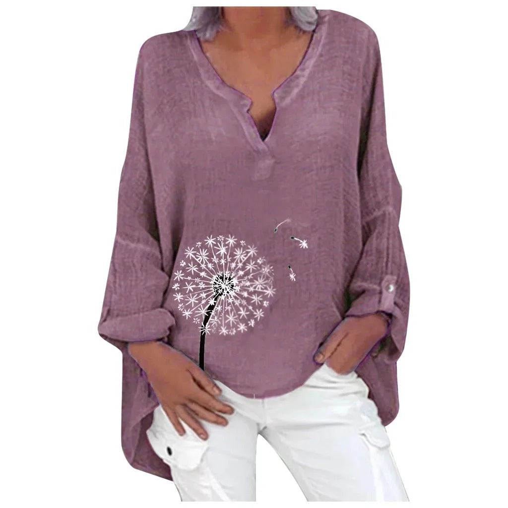 LD | Blouse met lange mouwen en V-hals