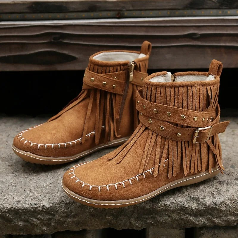 LD | Boho mocassin laarzen met franjes