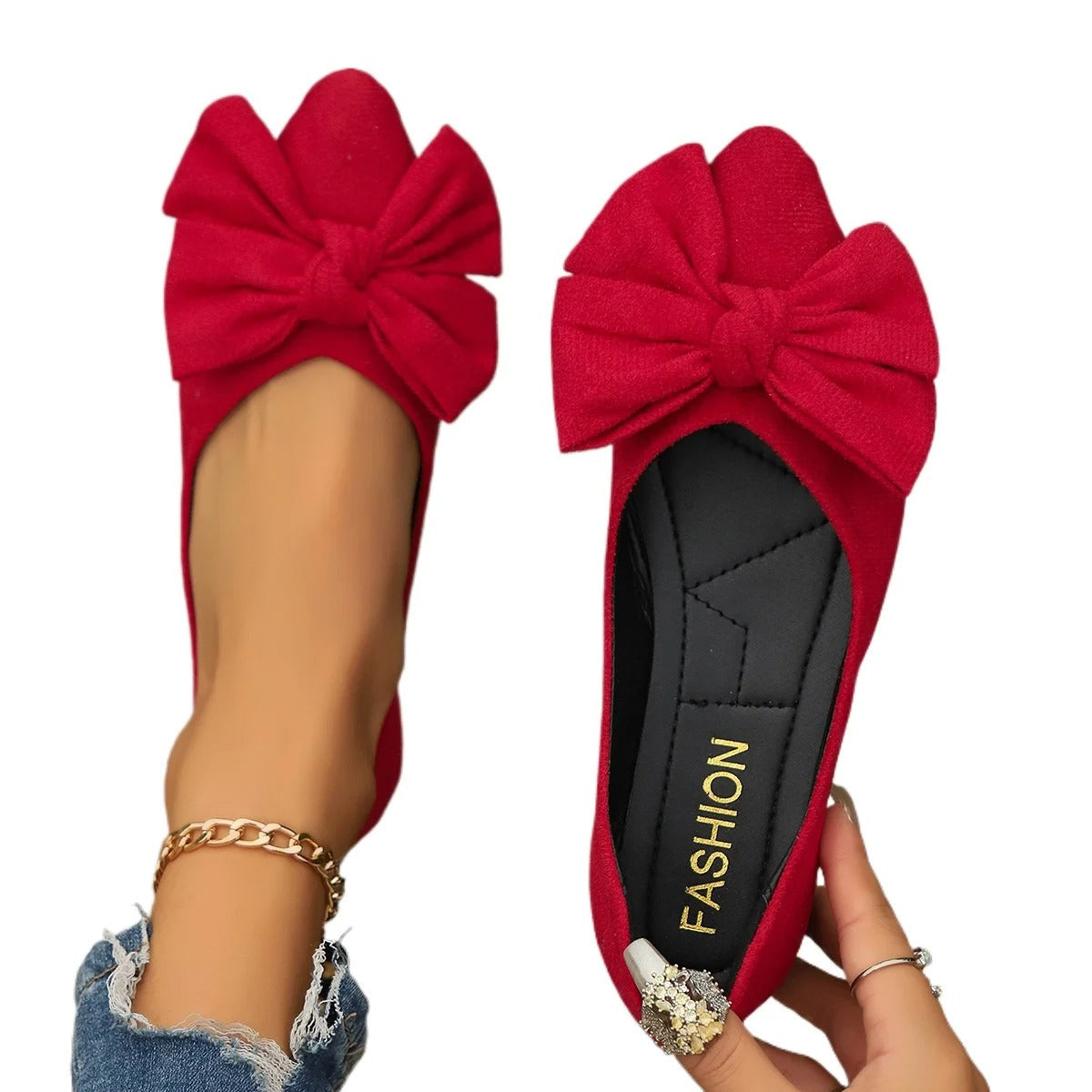 LD | Poppenschoenen met strik en spitse neus