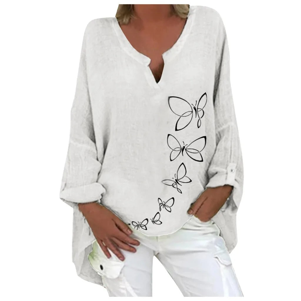 LD | Blouse met lange mouwen en V-hals