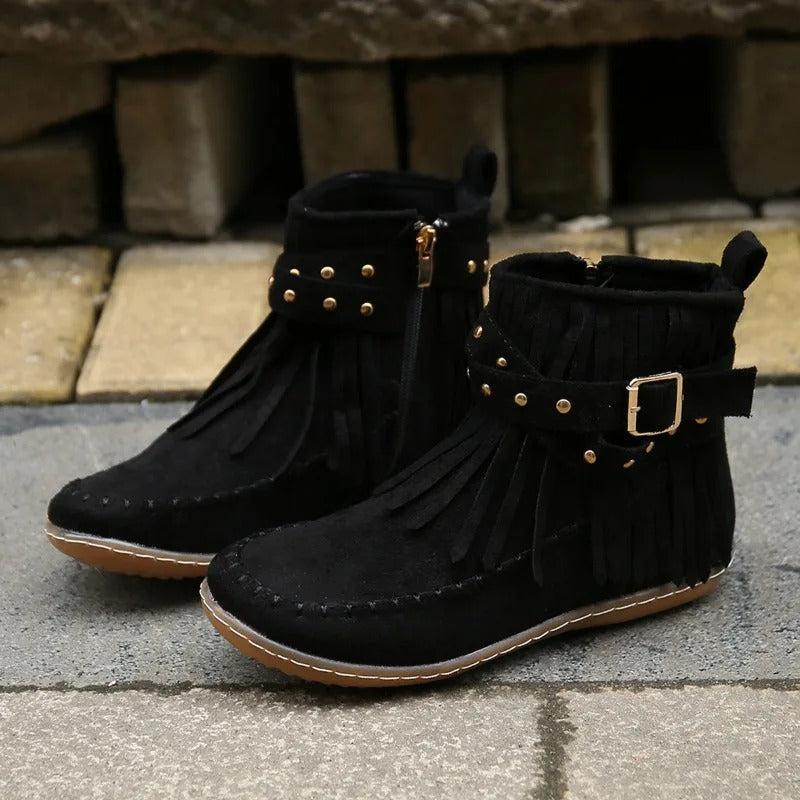 LD | Boho mocassin laarzen met franjes
