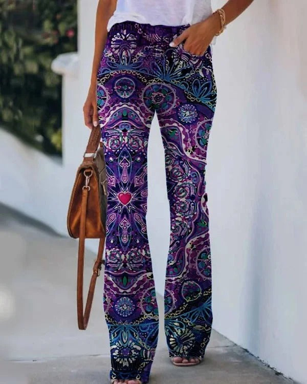 LD | Bedrukte broek met hoge taille