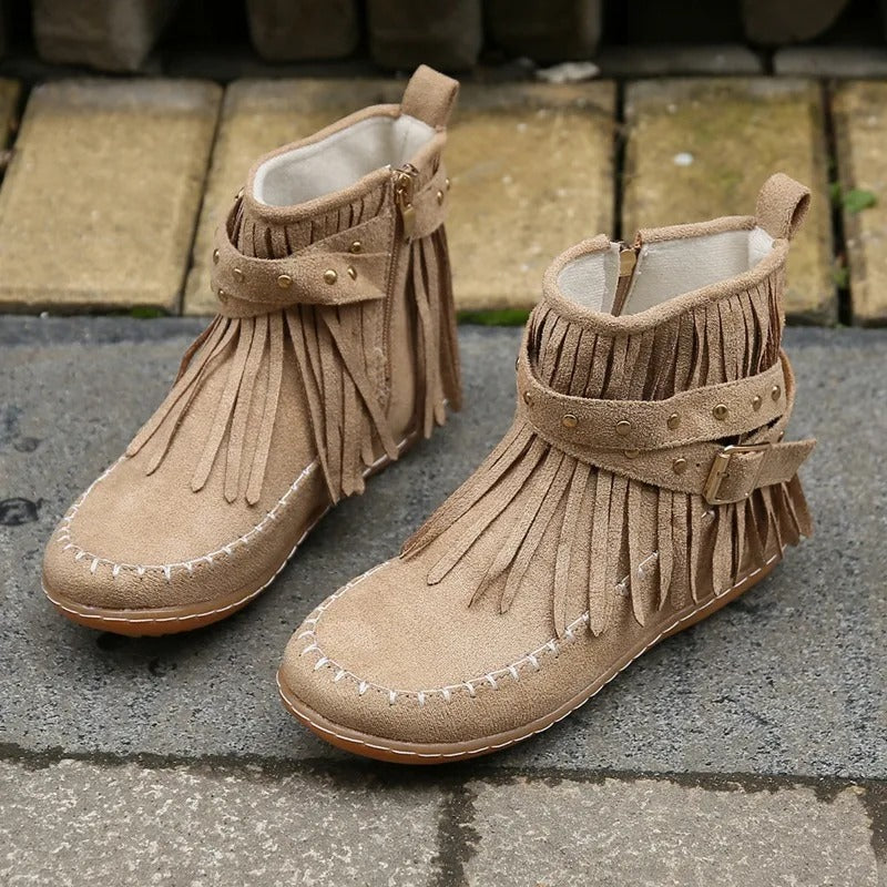 LD | Boho mocassin laarzen met franjes