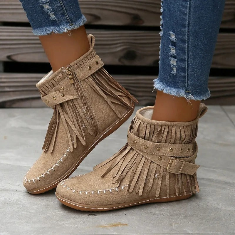 LD | Boho mocassin laarzen met franjes