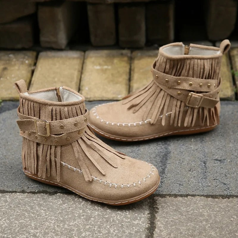 LD | Boho mocassin laarzen met franjes