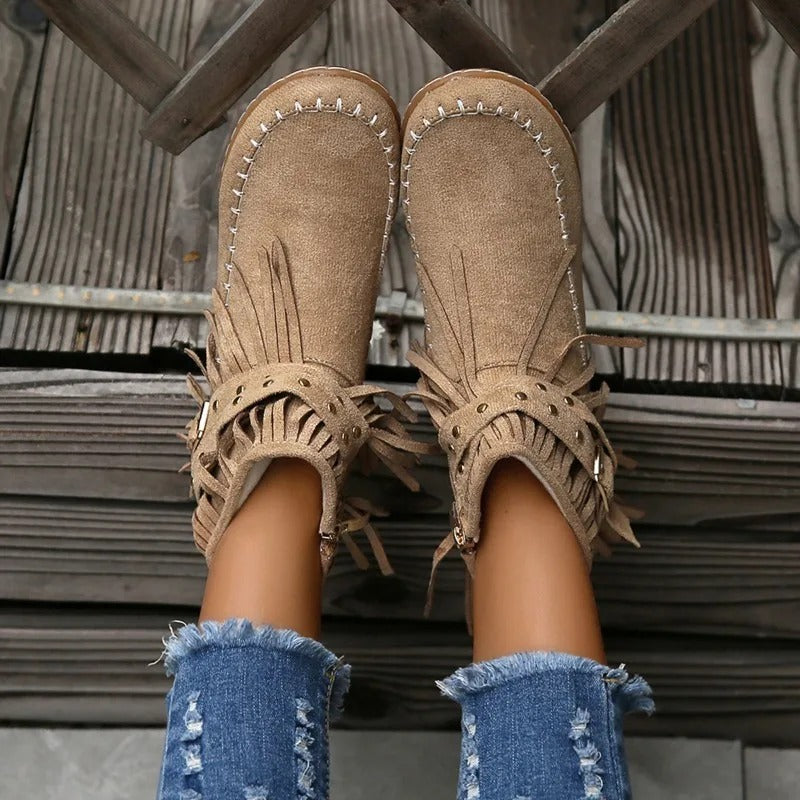LD | Boho mocassin laarzen met franjes