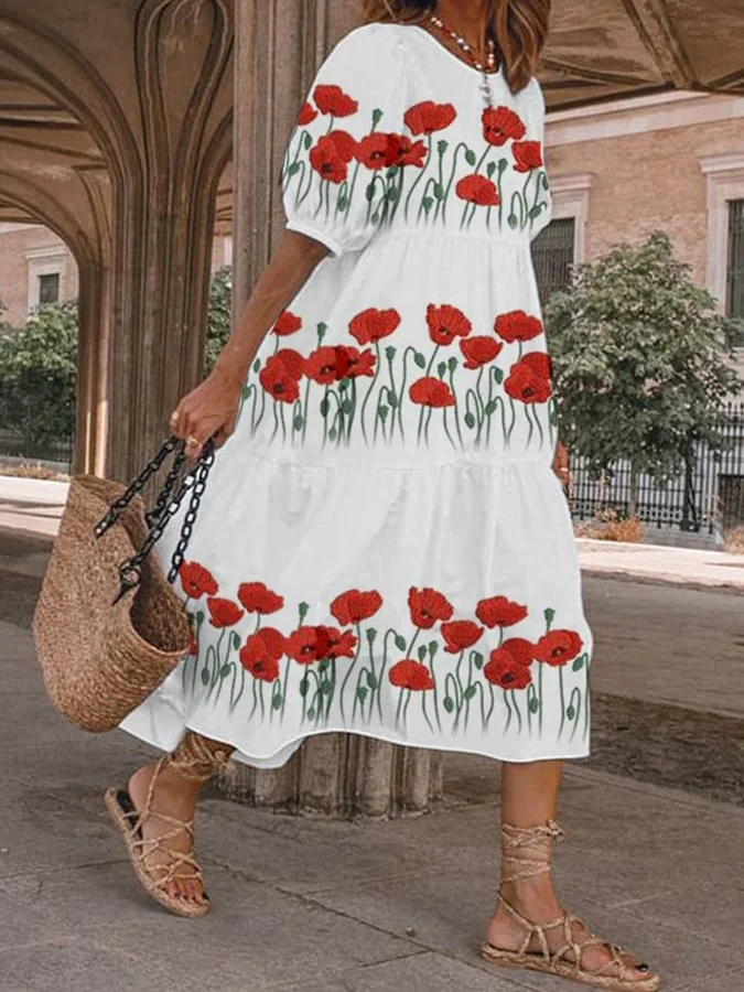 LD | Carolina dames vintage jurk met bloemenprint