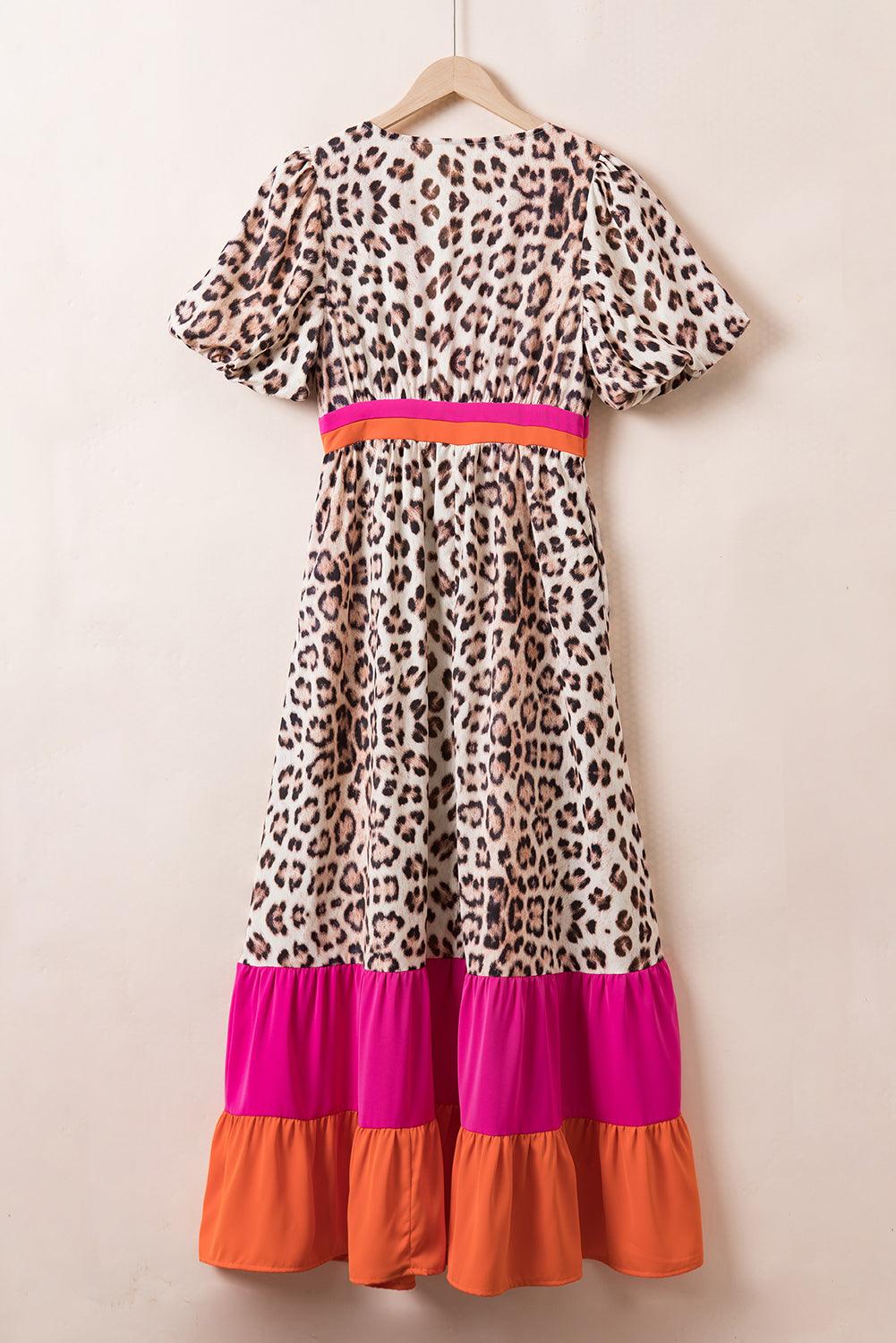 LD | Maxi-jurk met luipaardprint en pofmouwen voor dames