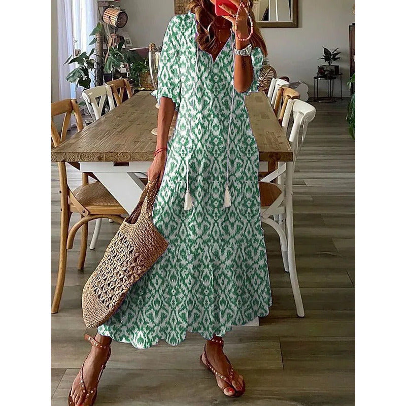 LD | Elegante losse katoenen linnen maxi jurk 1 + 1 GRATIS