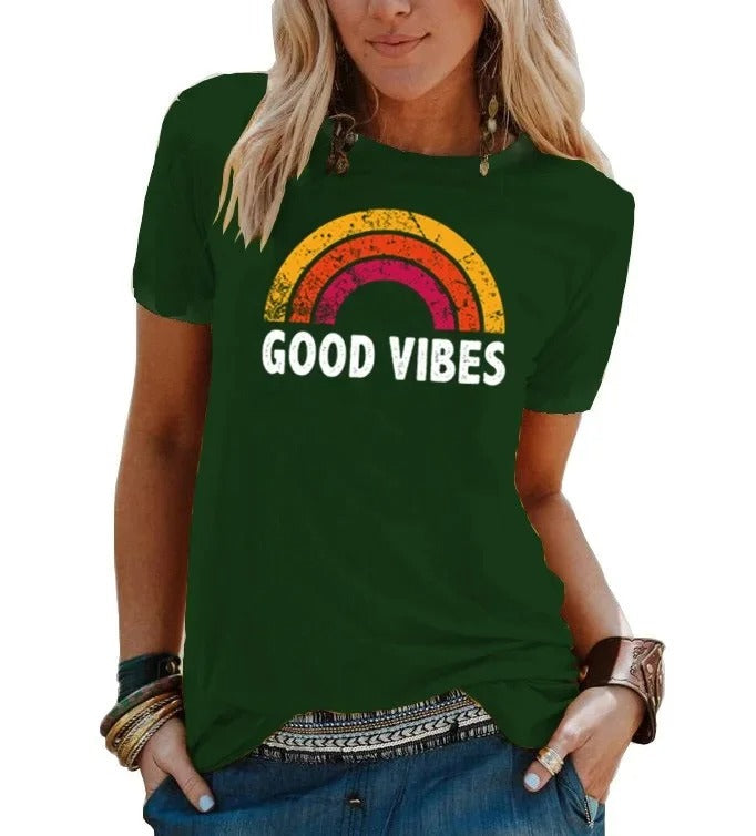 LD | Elegant retro regenboog good vibes T-shirt
