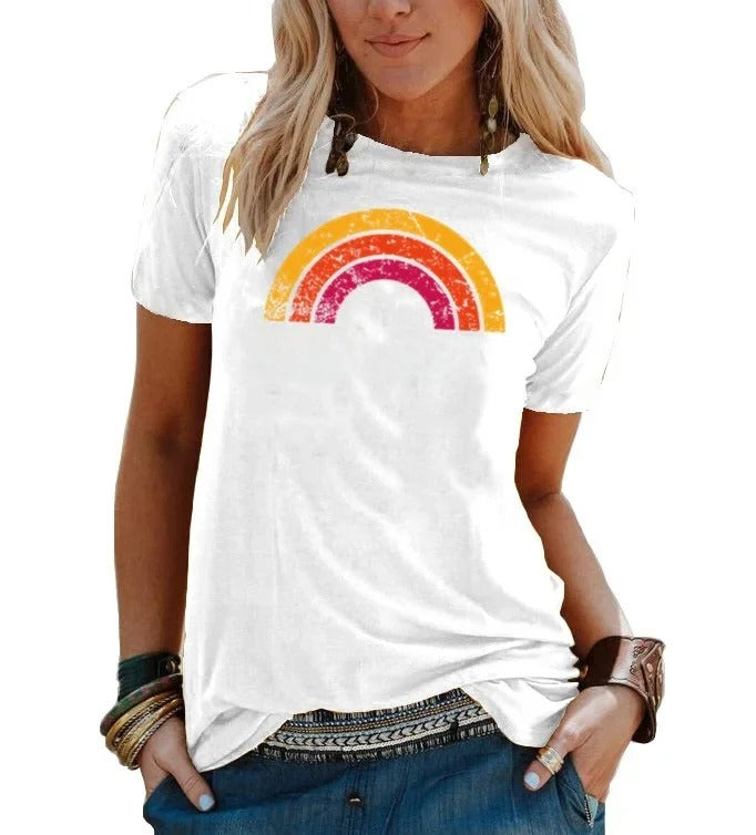 LD | Elegant retro regenboog good vibes T-shirt