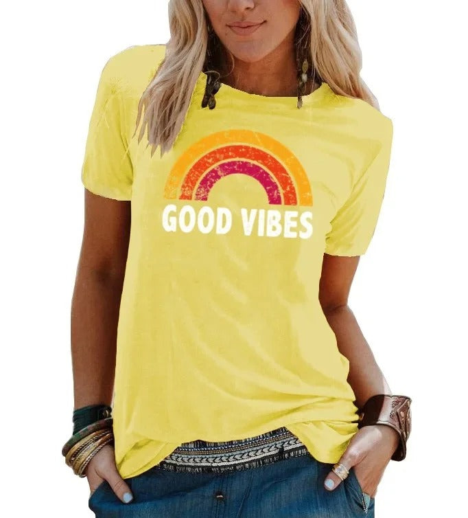 LD | Elegant retro regenboog good vibes T-shirt