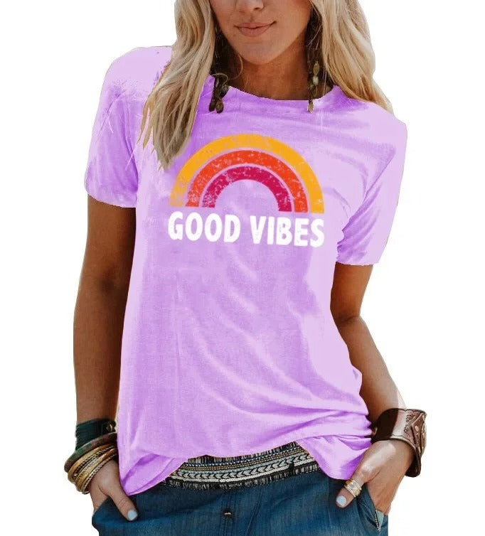 LD | Elegant retro regenboog good vibes T-shirt