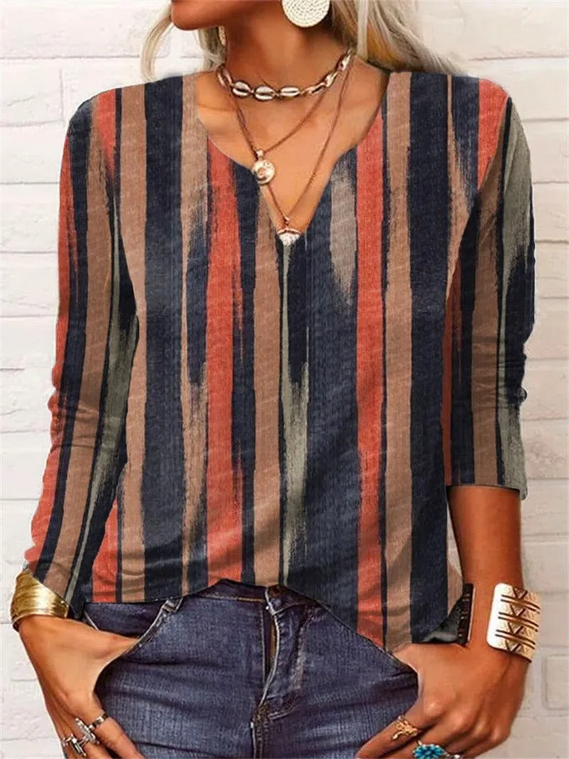 LD | top met lange mouwen en boho patchworkprint