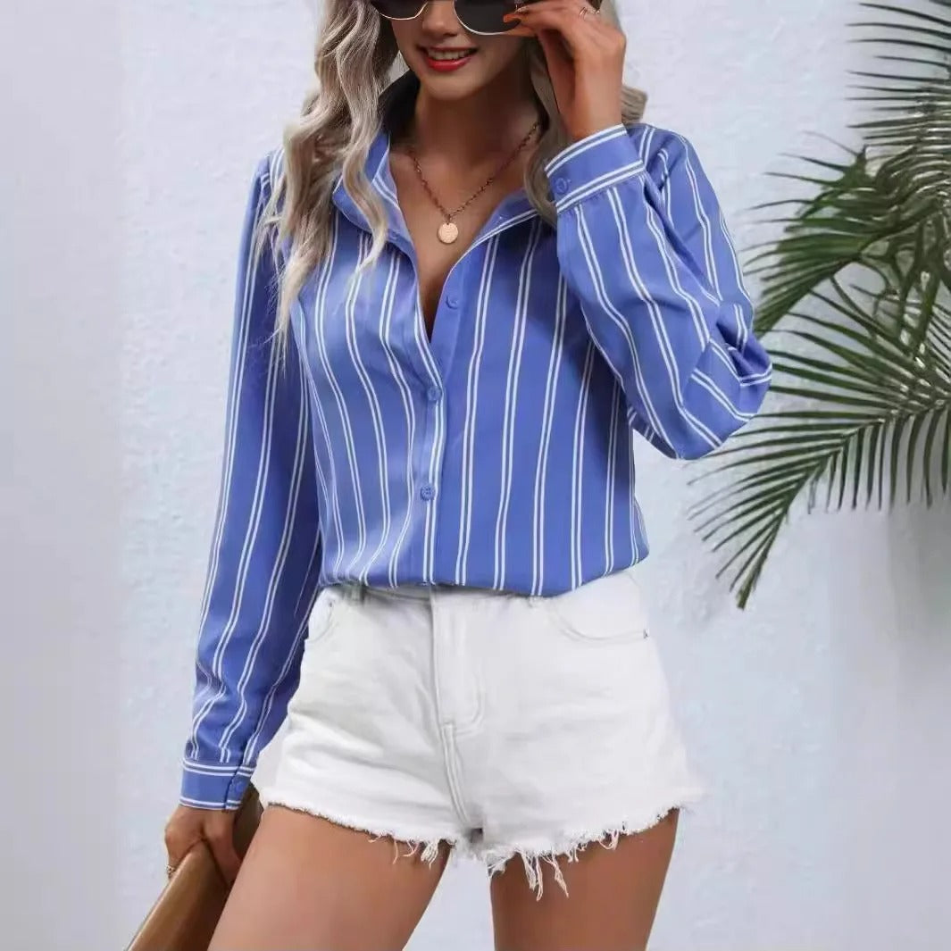 LD | Vintage en gestreepte button-up blouse