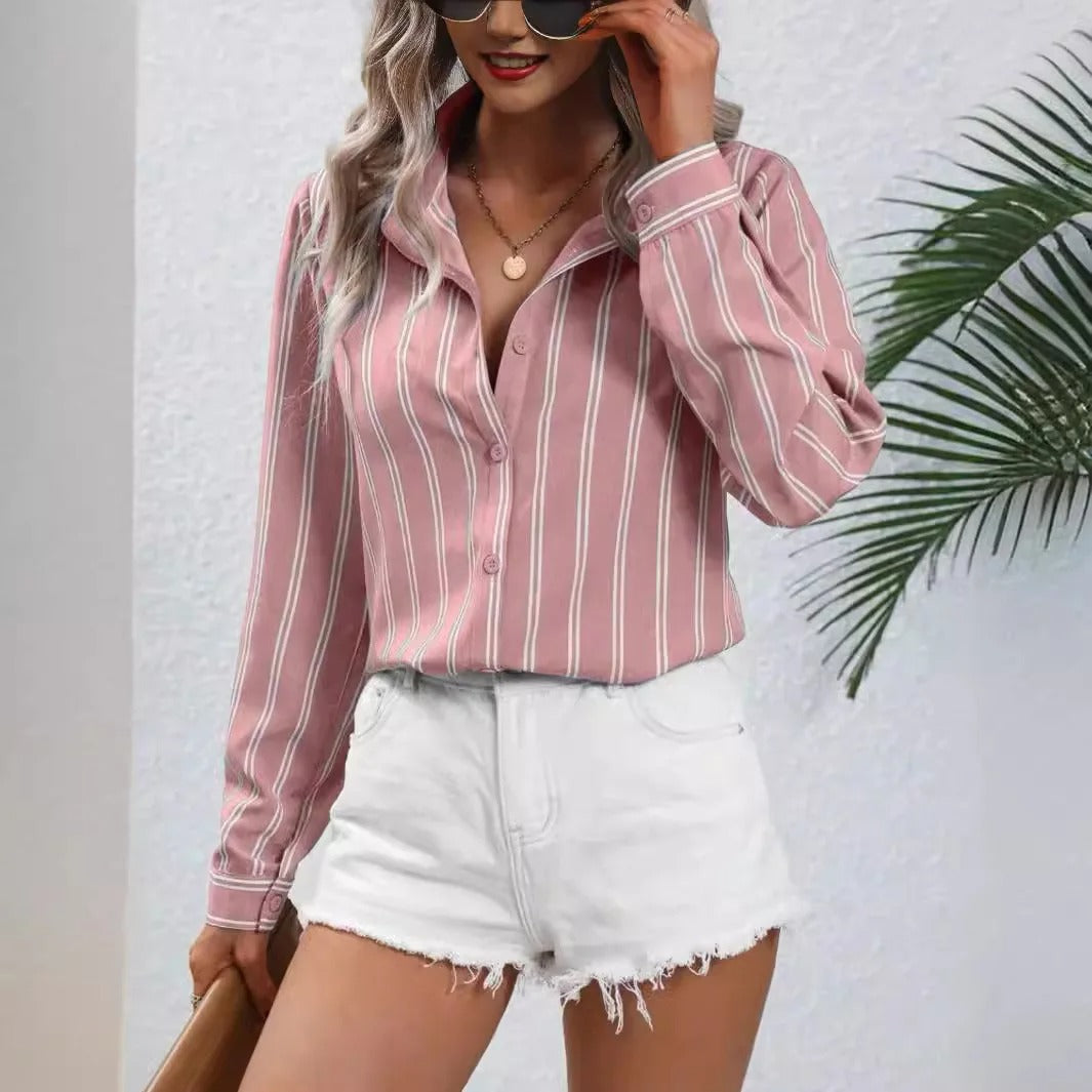 LD | Vintage en gestreepte button-up blouse
