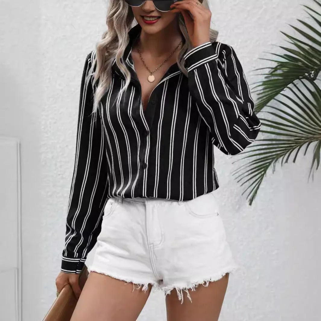 LD | Vintage en gestreepte button-up blouse