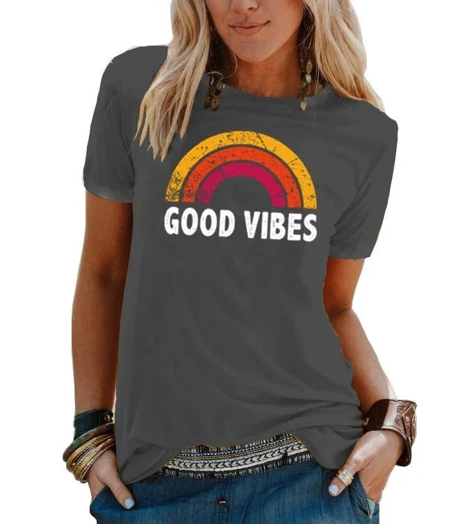 LD | Elegant retro regenboog good vibes T-shirt