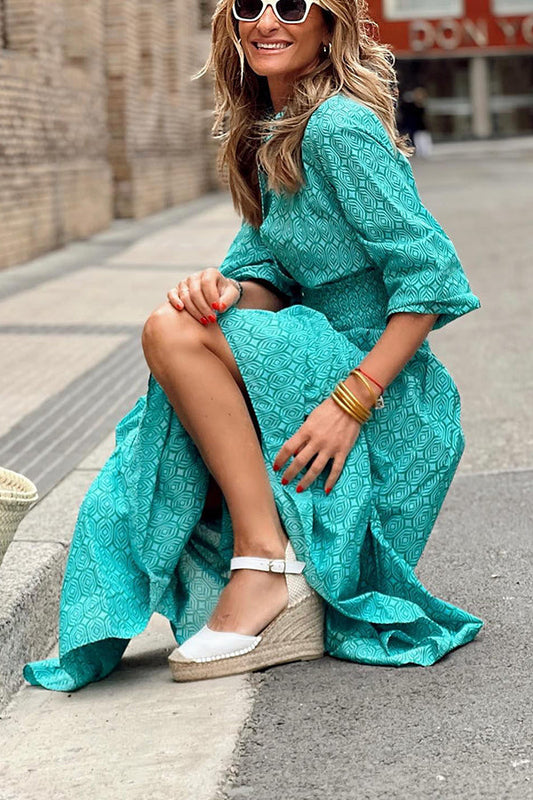 LD | Special Treat Bedrukte maxi-jurk met elastiek in de taille