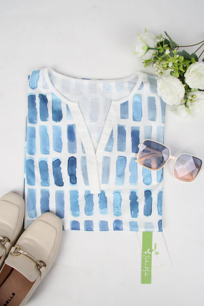 LD | Blauw patroon korte mouw