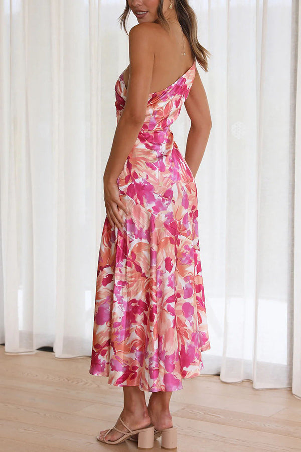 LD | Buy Myself Bloemen Bloemrijke Één Schouder Midi Dress