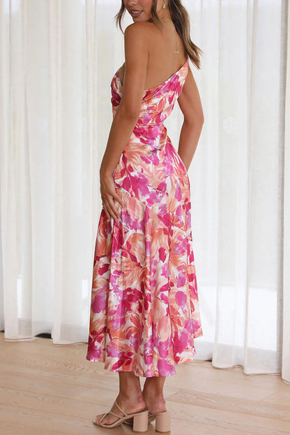 LD | Buy Myself Bloemen Bloemrijke Één Schouder Midi Dress