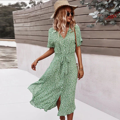 LD | chique dames midi-jurk met knopen