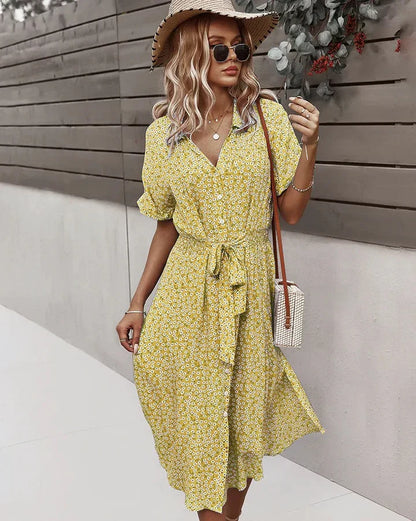 LD | chique dames midi-jurk met knopen