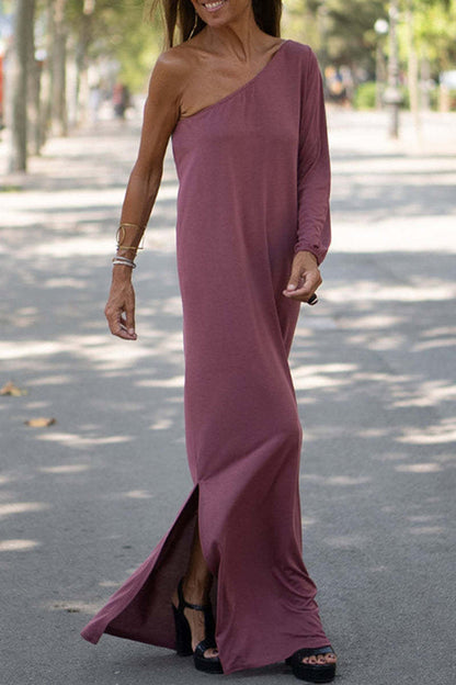 LD | Side To Side One Shoulder Statement Maxi Dress