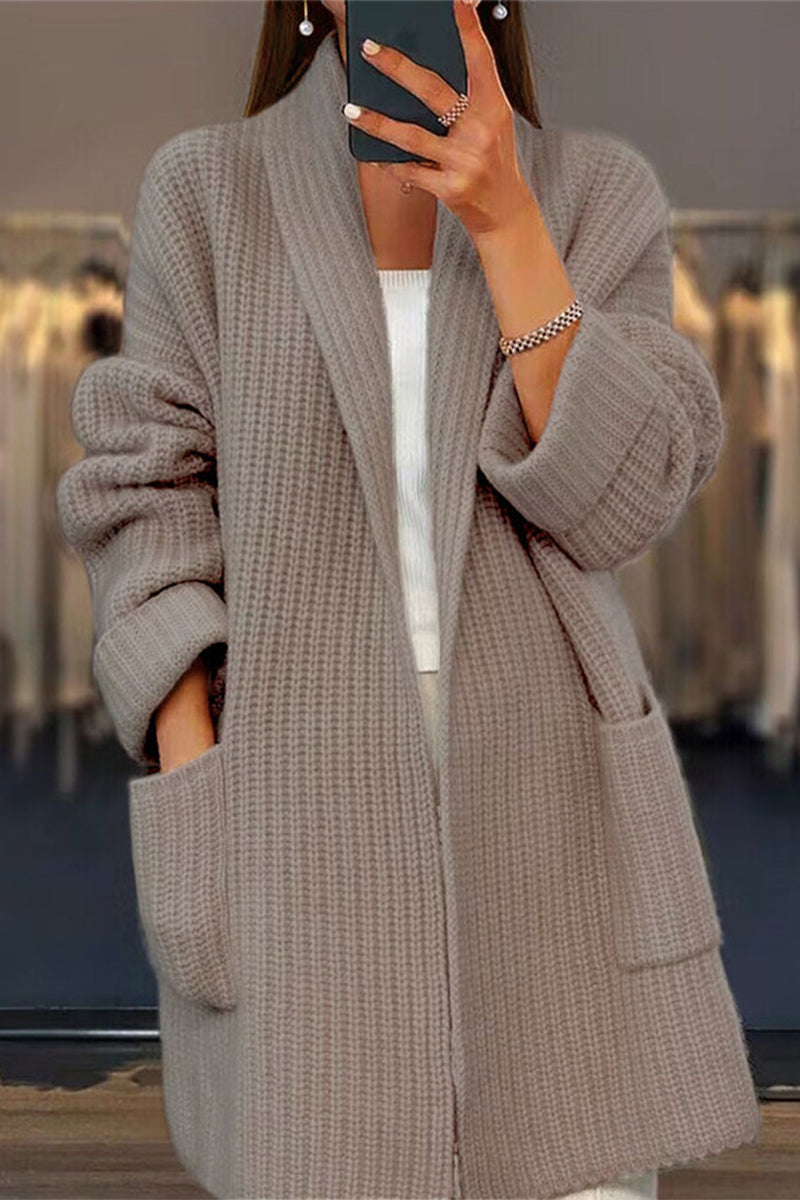 LD | Oversized gebreid vest met zakken aan de voorkant