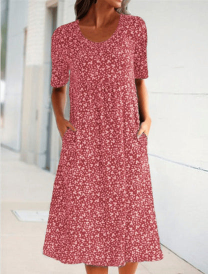 LD | Alexandra - Casual damesjurk met bloemen en U-halslijn