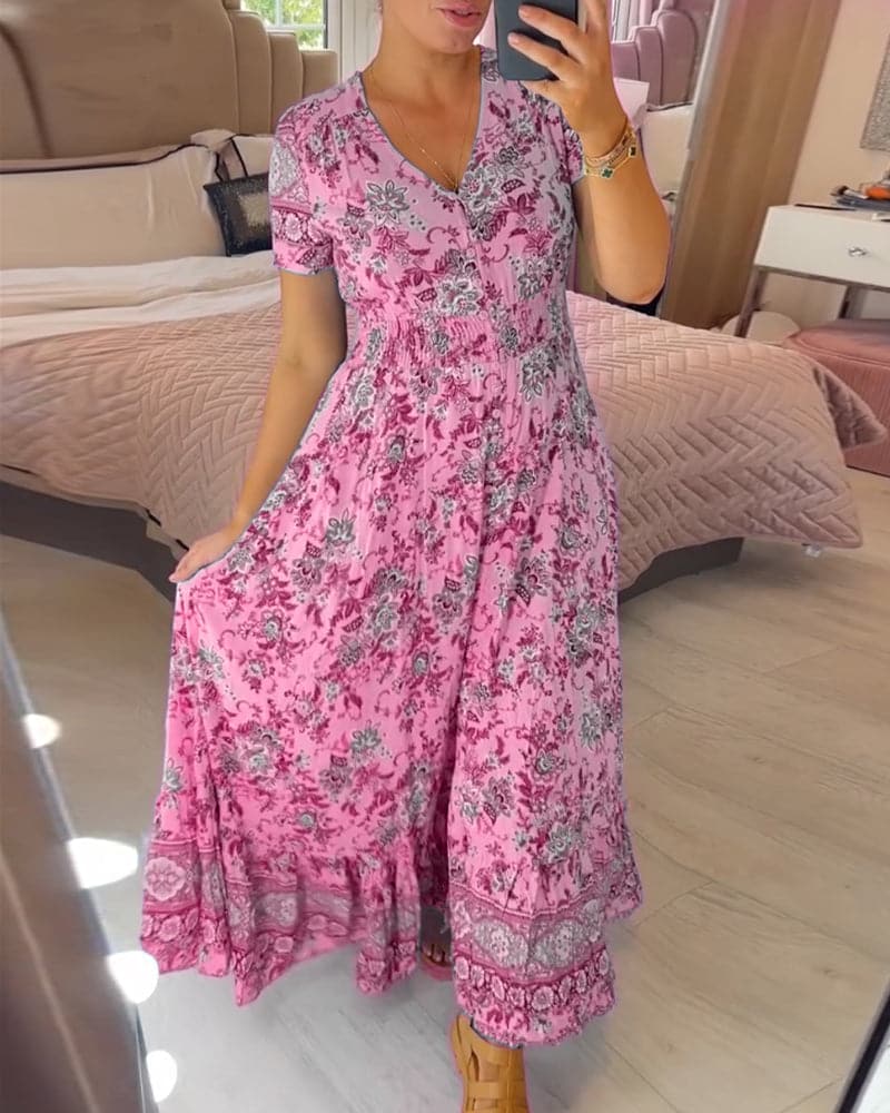 LD | Bloemige bohemien maxi jurk