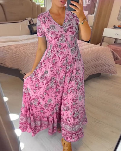 LD | Bloemige bohemien maxi jurk