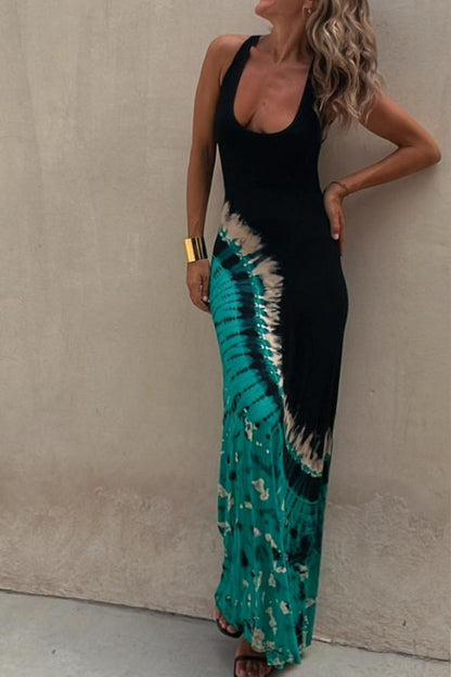 LD | Starry Sky Maxi-jurk met stretch-rugprint