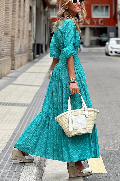 LD | Special Treat Bedrukte maxi-jurk met elastiek in de taille