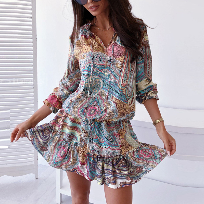 LD | BOHEMIAN MINI JURK MET BLOEMENPATROON