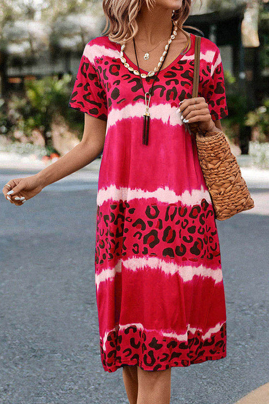 LD | Gradient Leopard Print Casual Midi Dress