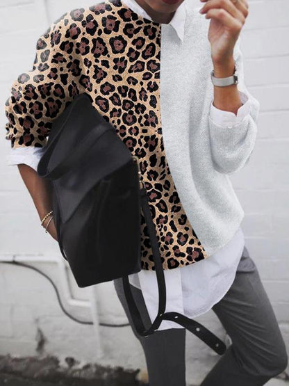 LD | Chic luipaard patchwork trui voor dames