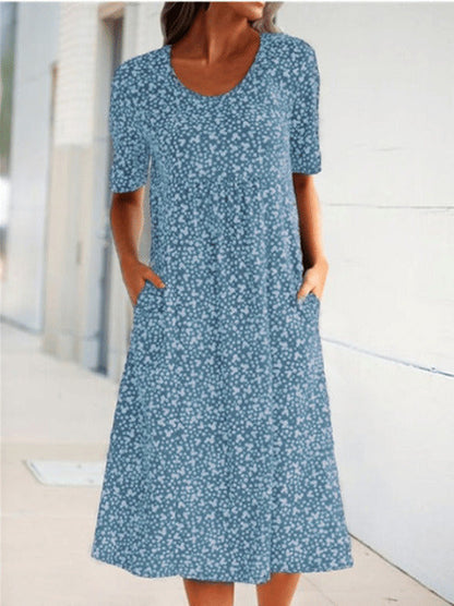 LD | Alexandra - Casual damesjurk met bloemen en U-halslijn