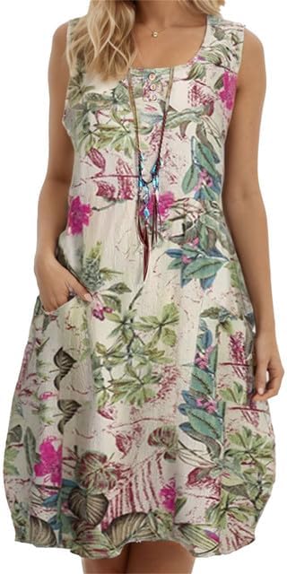 LD | Florale katoenen midi jurk met vintage look