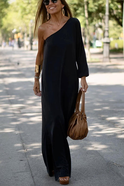 LD | Side To Side One Shoulder Statement Maxi Dress