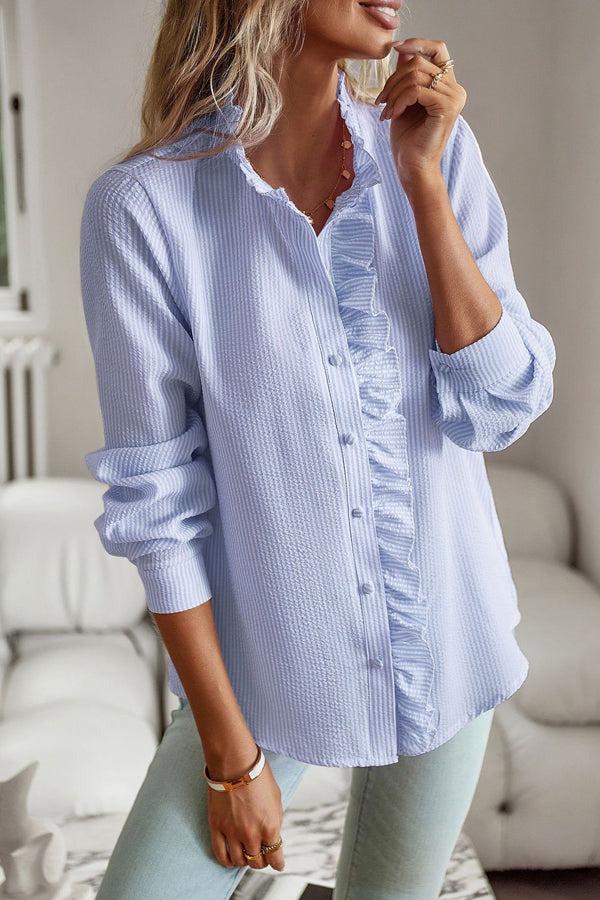 LD | Blauw shirt met lange mouwen en print